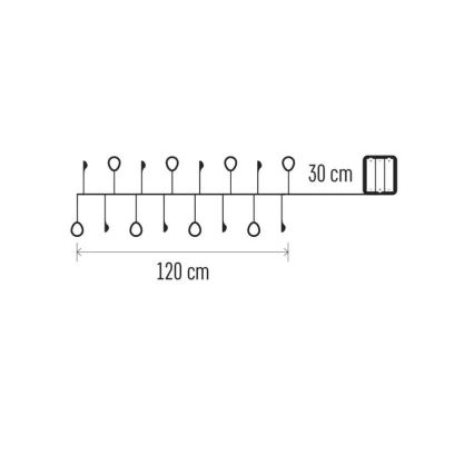 Ghirlandă LED 1,5 m, 40 LED, alimentare 3xAA, alb cald