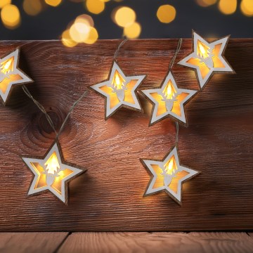 Ghirlandă LED, 10x LED, 1,8 m, alimentare 2x AA, alb cald