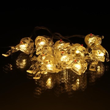Ghirlandă LED 10xLED/2xAA/alb cald 1,65m omuleți de zăpadă