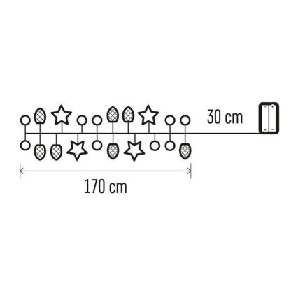 Ghirlandă LED 2 m, 20 LED, alimentare 2xAA