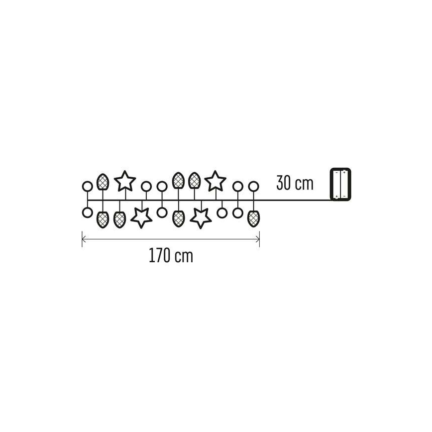 Ghirlandă LED 2 m, 20 LED, alimentare 2xAA