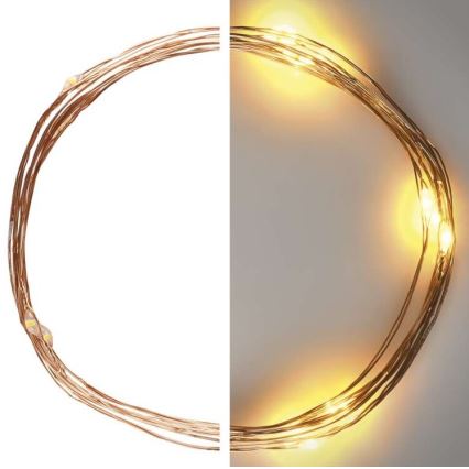 Ghirlandă LED, 20 LED, 2,4 m, alb cald