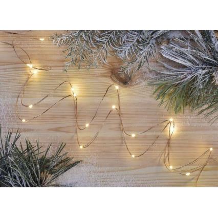 Ghirlandă LED, 20 LED, 2,4 m, alb cald