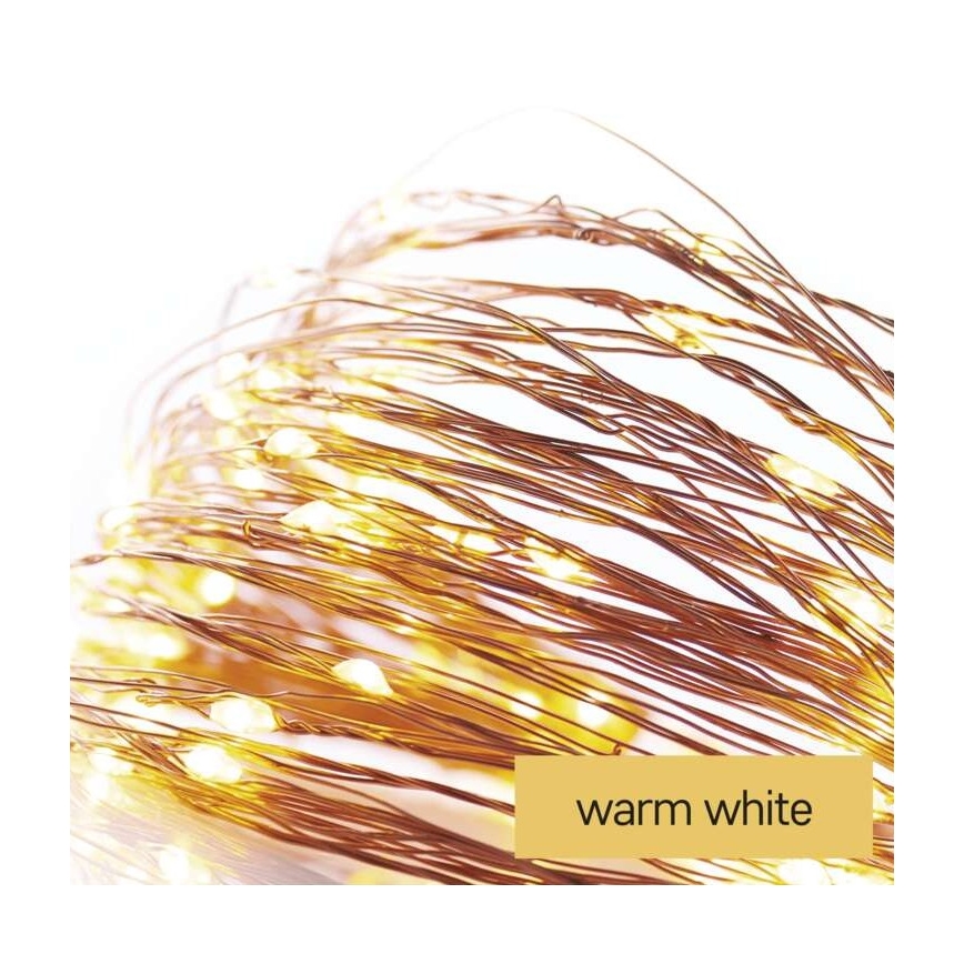 Ghirlandă LED, 20 LED, 2,4 m, alb cald