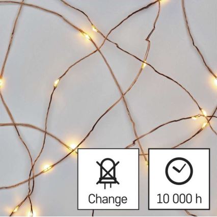Ghirlandă LED, 20 LED, 2,4 m, alb cald