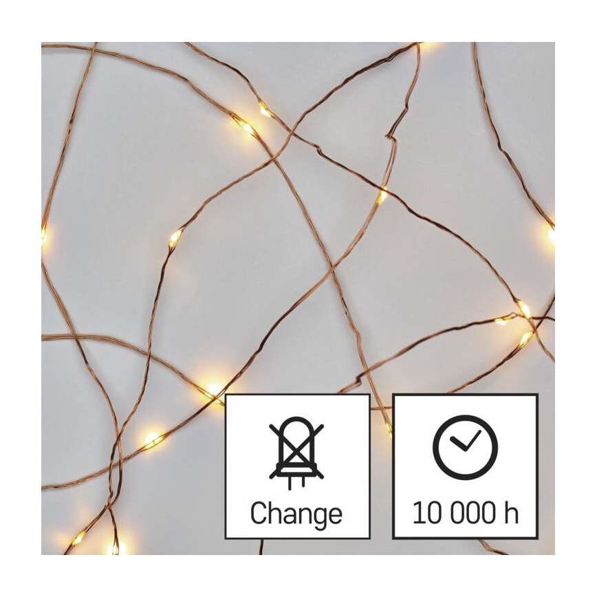 Ghirlandă LED, 20 LED, 2,4 m, alb cald