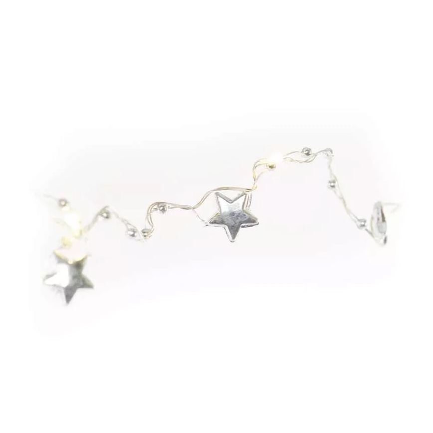 Ghirlandă LED, 20 LED, alimentare 2x AA, 2,2 m, alb cald