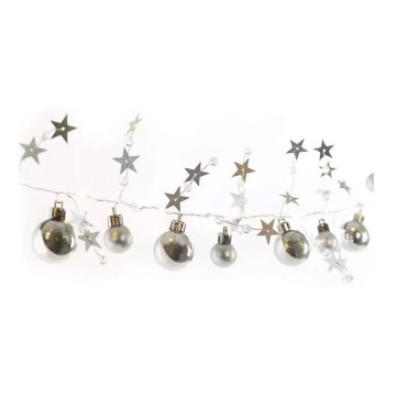 Ghirlandă LED 20 LED-uri, alimentată cu 2 baterii AA, 2,2 m, alb cald