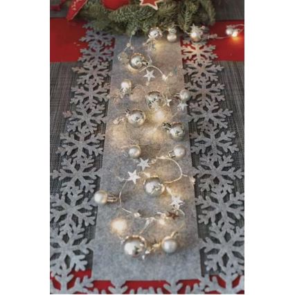 Ghirlandă LED 20 LED-uri, alimentată cu 2 baterii AA, 2,2 m, alb cald