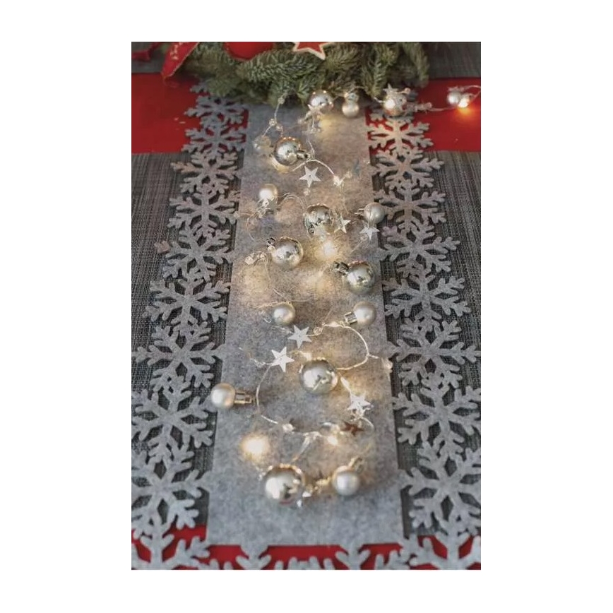 Ghirlandă LED 20 LED-uri, alimentată cu 2 baterii AA, 2,2 m, alb cald