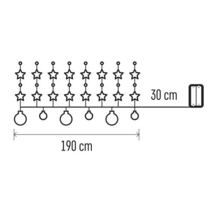 Ghirlandă LED 20 LED-uri, alimentată cu 2 baterii AA, 2,2 m, alb cald