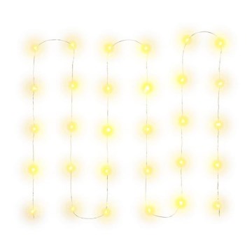 Ghirlandă LED, 30 LED, 3,3 m, alimentare 3xAA, alb cald