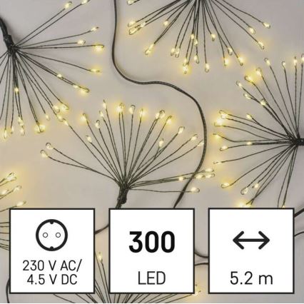 Ghirlandă LED 300xLED 5,2+3 m alb cald