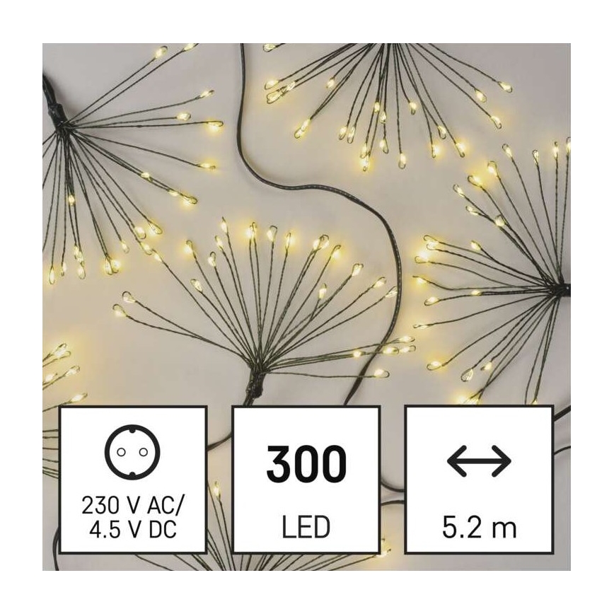 Ghirlandă LED 300xLED 5,2+3 m alb cald