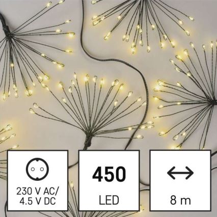 Ghirlandă LED 450 LED/11 m, alb cald