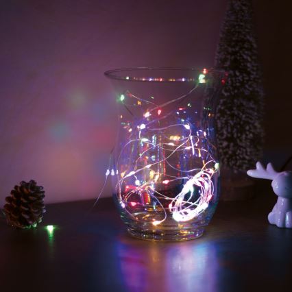 Ghirlandă LED, 50 LED, alimentare 3xAA, 5 m, multicolor