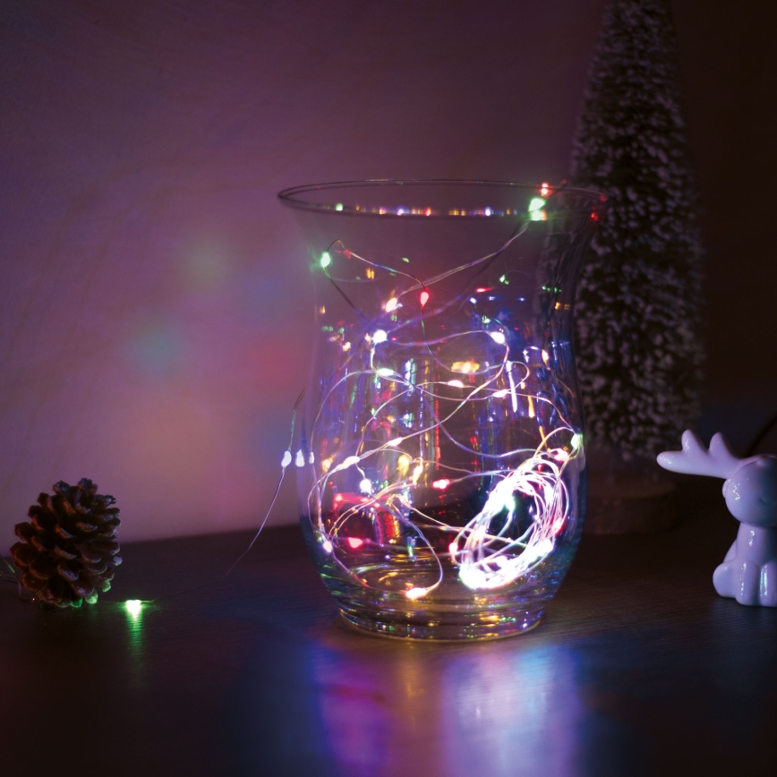 Ghirlandă LED, 50 LED, alimentare 3xAA, 5 m, multicolor
