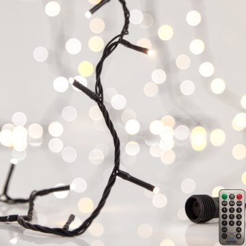 Ghirlandă LED CLUSTER pentru exterior, 200 LED, 8 funcții, 2,1 m, IP44, alb cald, cu telecomandă