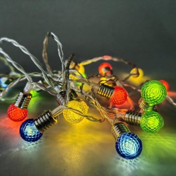 Ghirlandă LED cu 20 de becuri LED, alimentare 2xAA, alb cald, 1,8 m