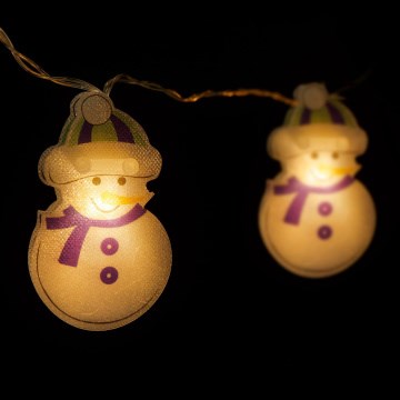 Ghirlandă LED de Crăciun 10xLED/2xAA 1,35 m alb cald om de zăpadă