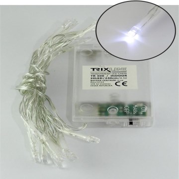 Ghirlandă LED de Crăciun 20xLED/2 funcții 2,4m alb rece