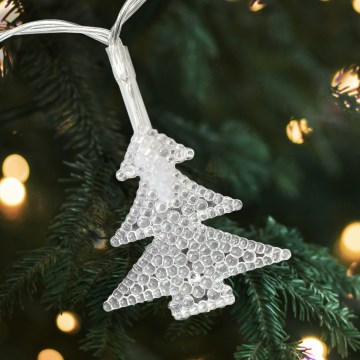 Ghirlandă LED de Crăciun pentru exterior, 20xLED/2xAA, 2,2 m, IP44, brăduți multicolori