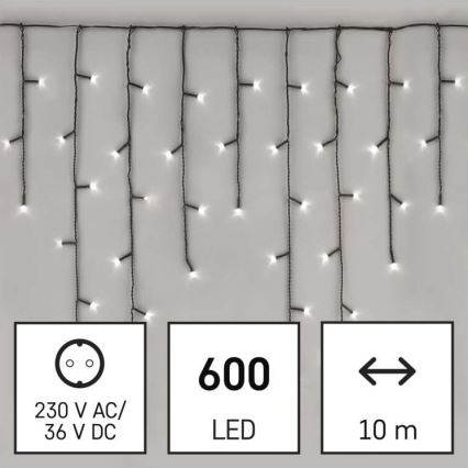 Ghirlandă LED de Crăciun pentru exterior 600xLED/8 moduri 15m IP44 alb rece