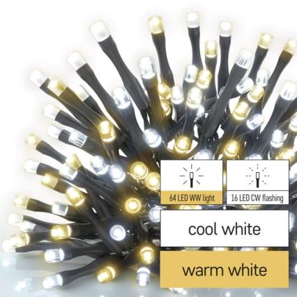Ghirlandă LED de Crăciun pentru exterior 80xLED/2 funcții 13 m IP44 alb cald/rece