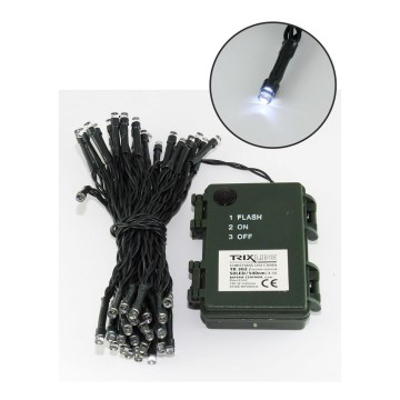 Ghirlandă LED de exterior, 100 LED, 2 funcții, 3xAA, 10,8 m, IP44, alb rece