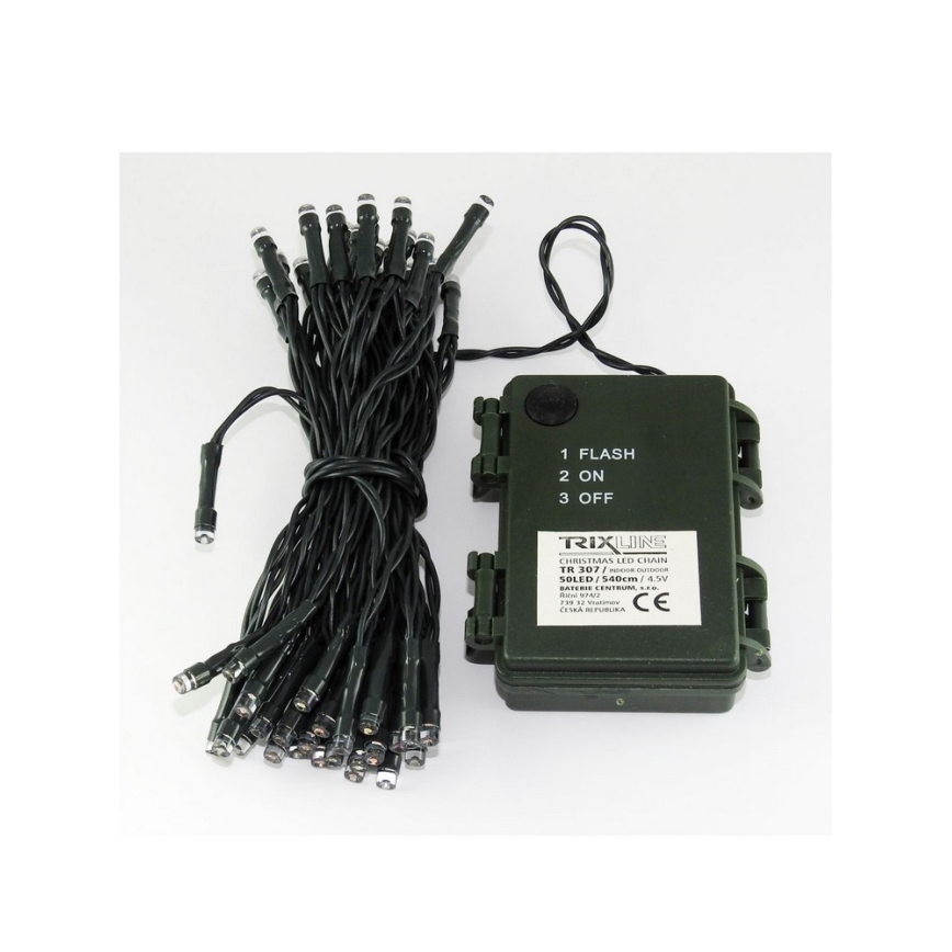Ghirlandă LED de exterior, 100 LED, 2 funcții, 3xAA, 10,8 m, IP44, alb rece