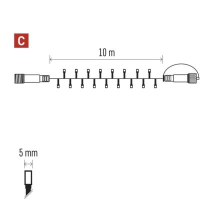 Ghirlandă LED de exterior 100xLED/10m IP44 albastră