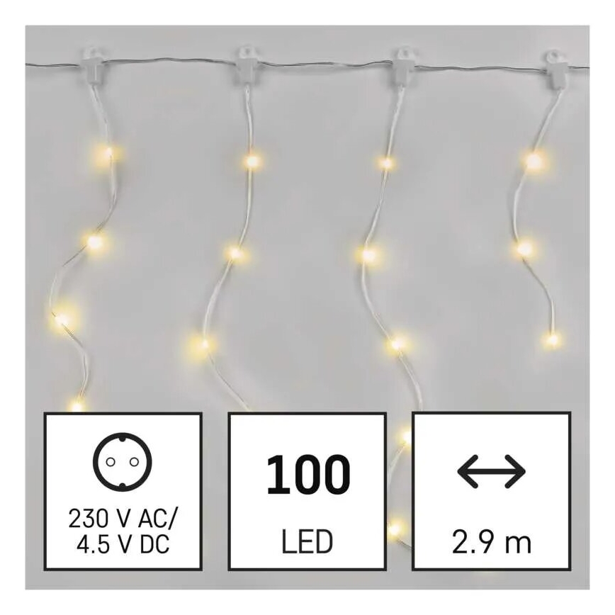 Ghirlandă LED de exterior 100xLED/8 funcții 7,9x0,7m IP44 alb cald