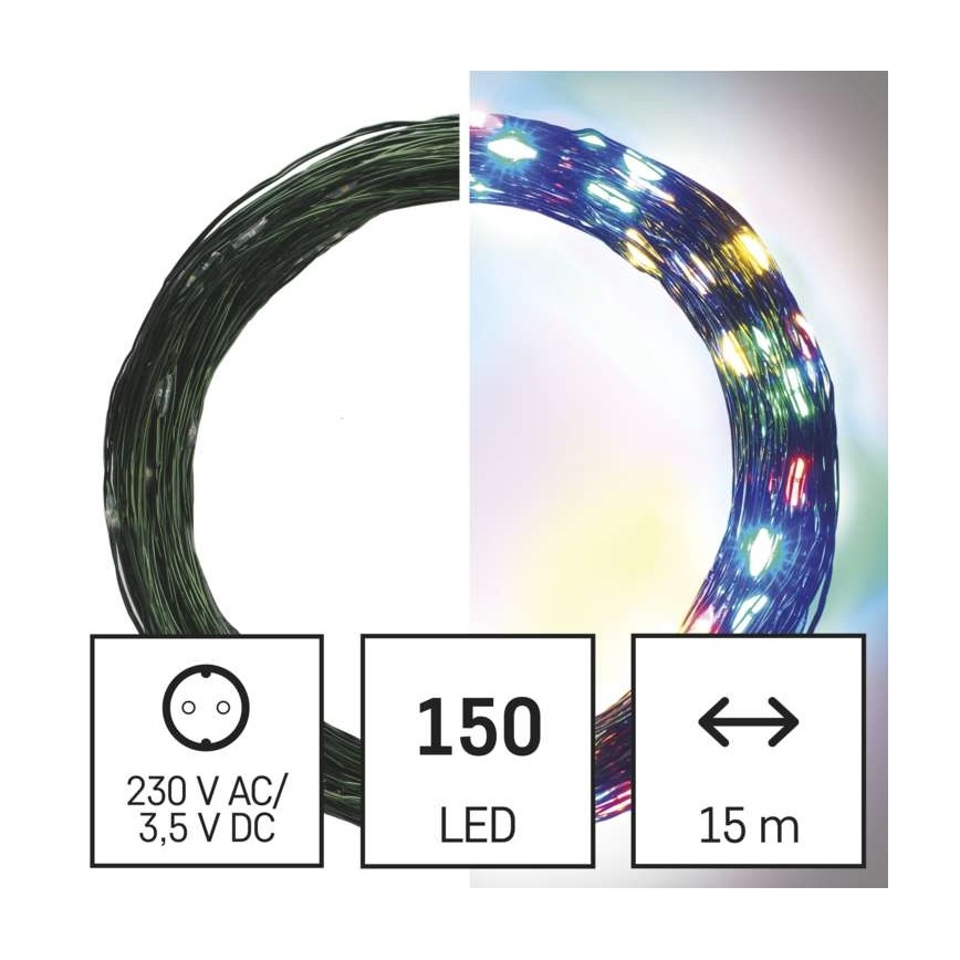 Ghirlandă LED de exterior, 150 LED, 20 m, IP44, multicoloră