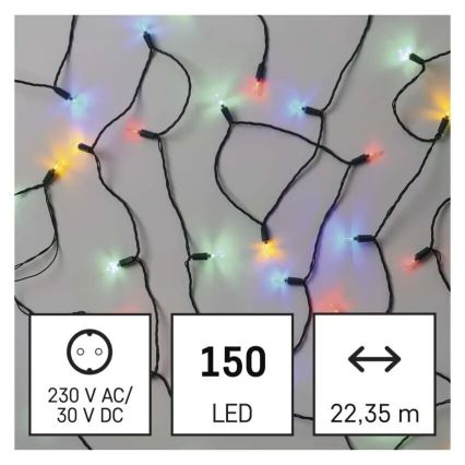 Ghirlandă LED de exterior, 150 LED-uri, 27,35 m, IP44, multicoloră