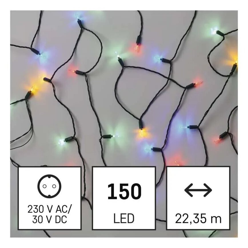 Ghirlandă LED de exterior, 150 LED-uri, 27,35 m, IP44, multicoloră