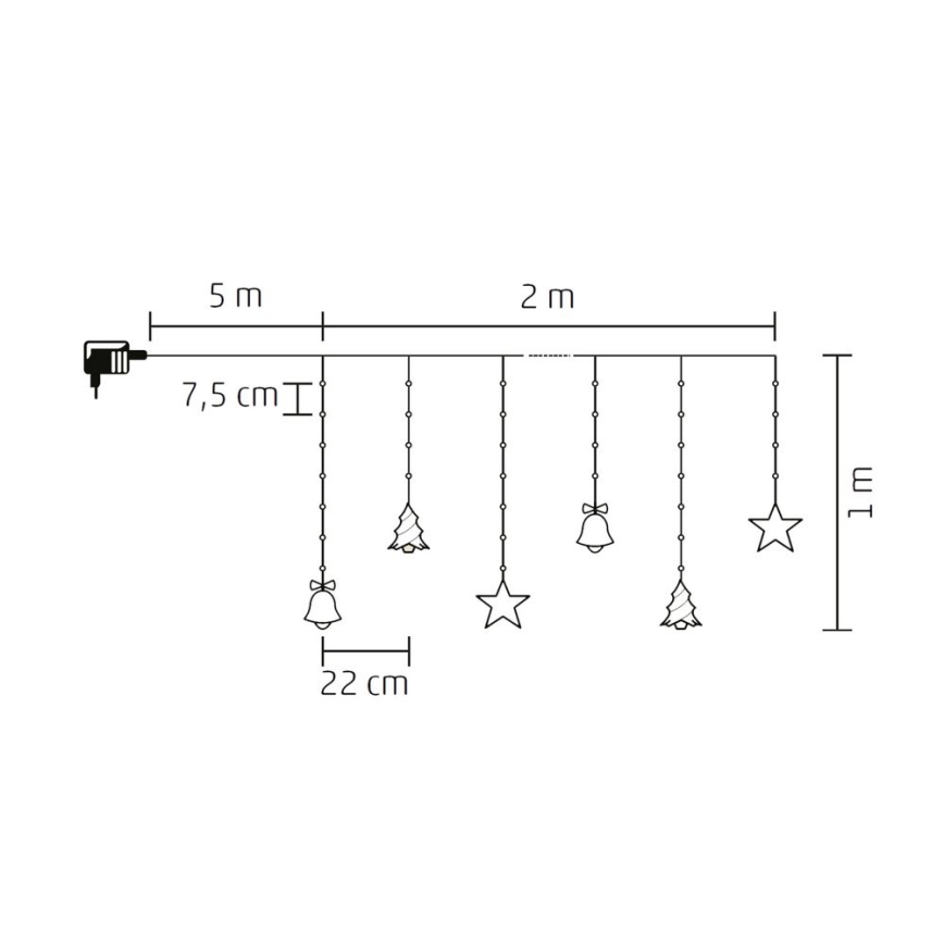 Ghirlandă LED de exterior, 186 LED, 7 m, IP44, alb rece