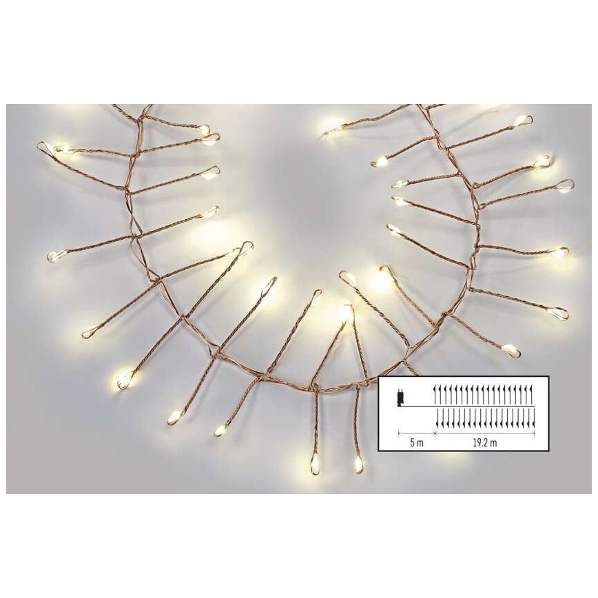Ghirlandă LED de exterior 1920xLED/8 funcții 19,2m IP44 alb cald