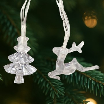 Ghirlandă LED de exterior 20xLED/2xAA 2,2 m IP44 multicolor brăduți și reni