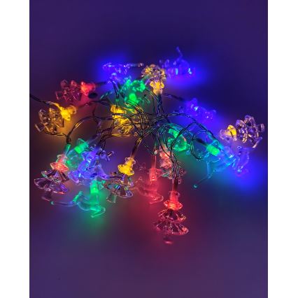 Ghirlandă LED de exterior 20xLED/2xAA 2,2 m IP44 multicolor brăduți și reni