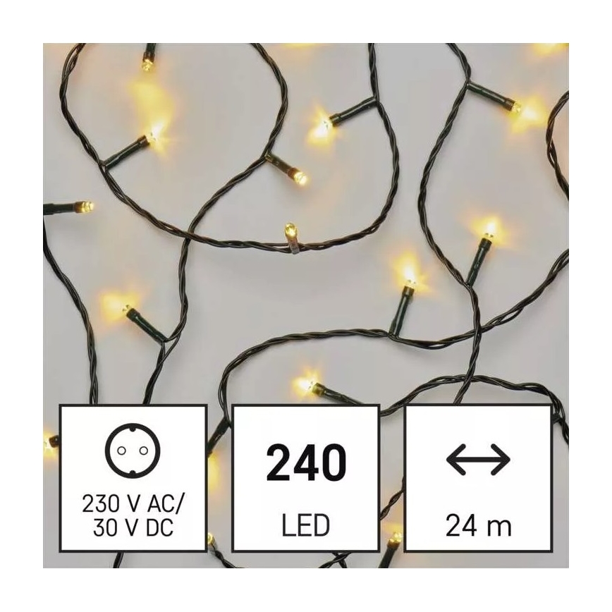 Ghirlandă LED de exterior, 240 LED, 8 moduri, 29 m, IP44, alb cald