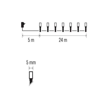 Ghirlandă LED de exterior, 240 LED, 8 moduri, 29 m, IP44, alb cald