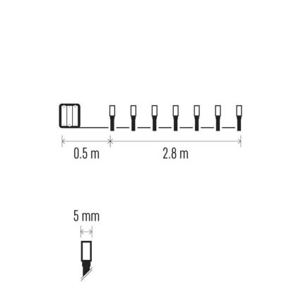 Ghirlandă LED de exterior 3,3 m, 40 LED, alimentare 3xAA, IP44, alb rece