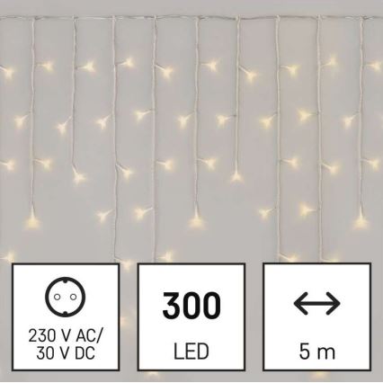 Ghirlandă LED de exterior 300 LED, 8 moduri, 10 m, IP44, alb cald + telecomandă