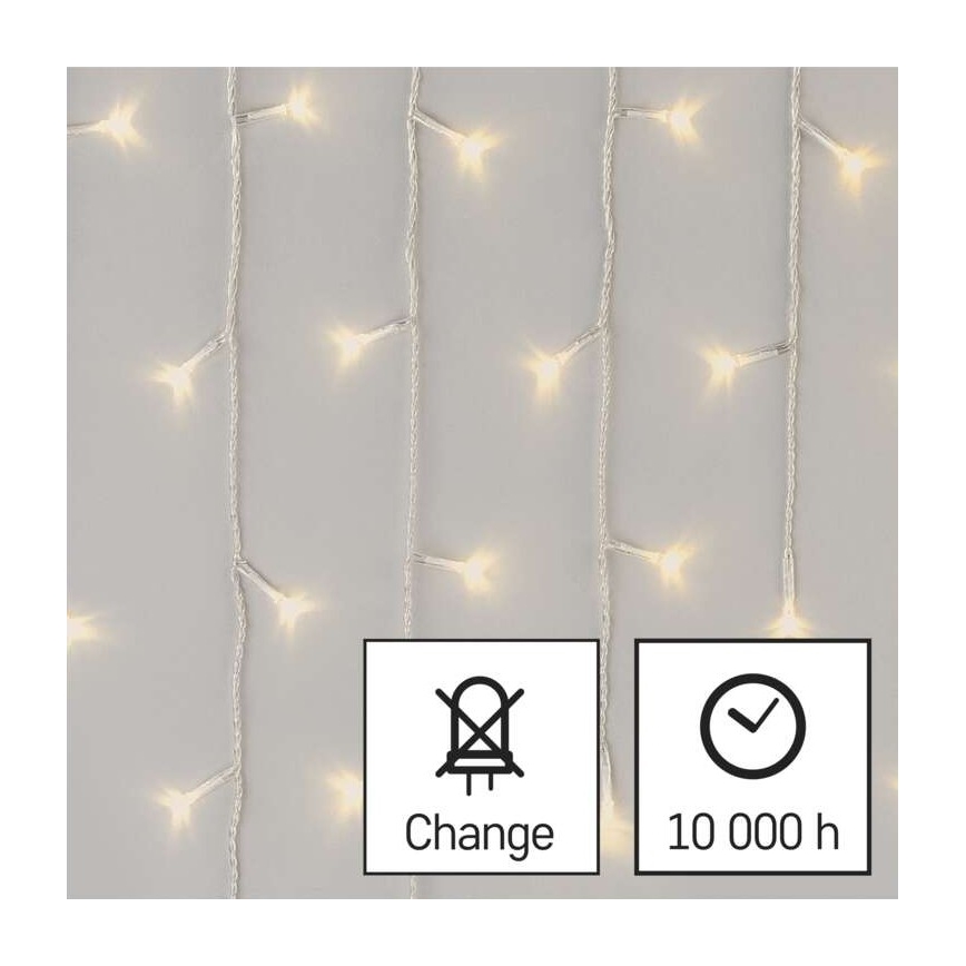 Ghirlandă LED de exterior 300 LED, 8 moduri, 10 m, IP44, alb cald + telecomandă