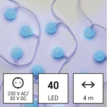 Ghirlandă LED de exterior, 40 LED, 9 m, IP44, albastră