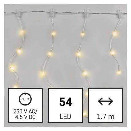 Ghirlandă LED de exterior, 54 LED, 8 funcții, 6,7 x 0,7 m, IP44, alb cald