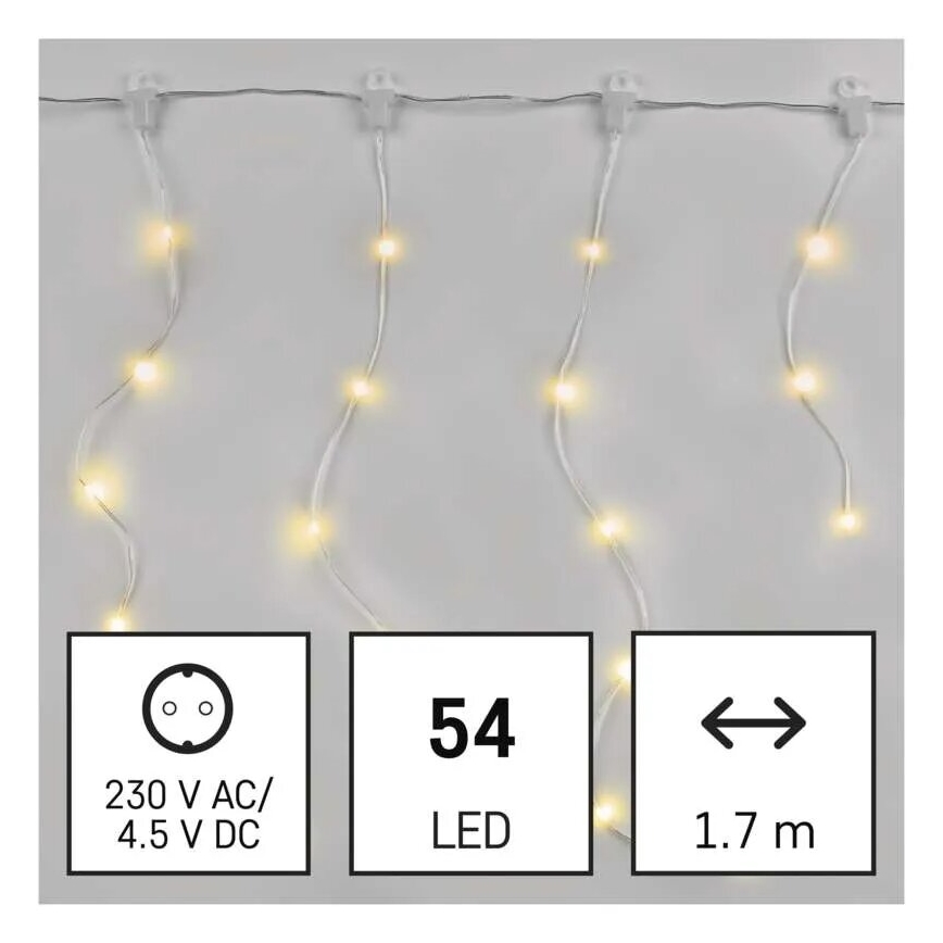 Ghirlandă LED de exterior, 54 LED, 8 funcții, 6,7 x 0,7 m, IP44, alb cald