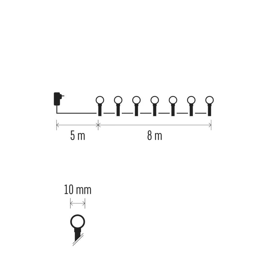 Ghirlandă LED de exterior 80 LED/8 funcții, 13 m, alb rece, IP44