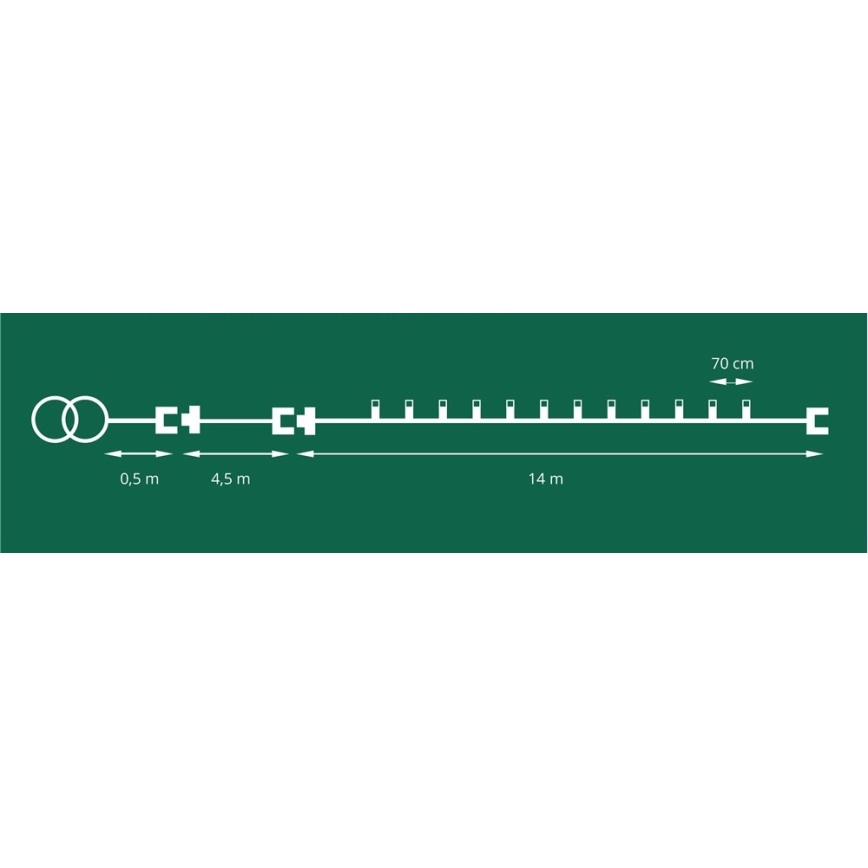 Ghirlandă LED de exterior CONE FILAMENT 20xE10, 19m, multicolor/alb cald, IP44, Fabricat în UE