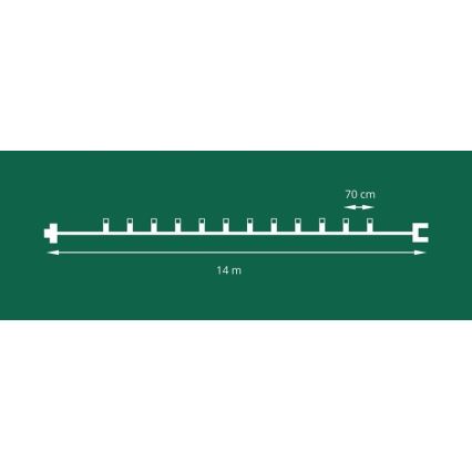Instalație luminoasă LED extensibilă pentru exterior, ghirlandă de Crăciun FELICIA FILAMENT 20xE10 14m, multicolor/alb cald, IP44, Fabricat în Cehia